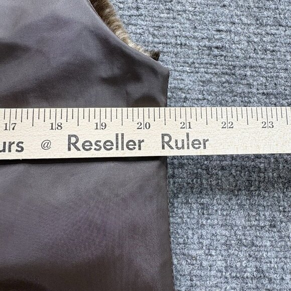 Giacca Gallery Vest Women’s Large Brown Faux Mink Fur Reversible Zip Mob Wife - Picture 8 of 12